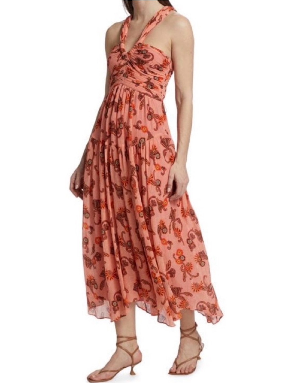 A.L.C. Coral Paisley Halter Midi Dress